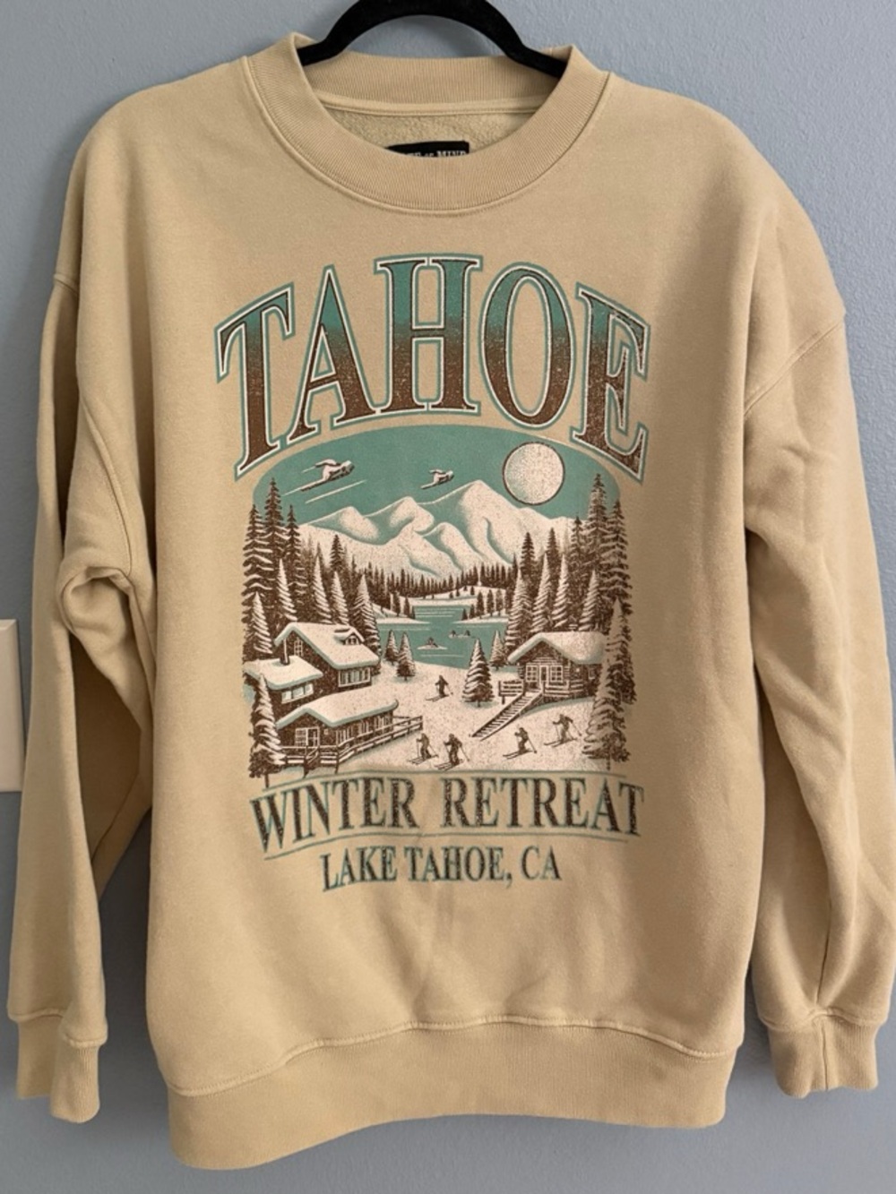 State of Mind Tahoe Winter Retreat Crewneck - Beige & Teal